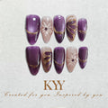 Amethyst Muse – Purple Gold Press On Nails
