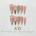 Peach Blossom – 3D Floral Press On Nails