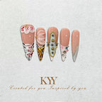 Peach Blossom – 3D Floral Press On Nails
