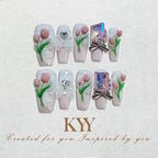 Tulip Reverie – 3D Floral Press On Nails